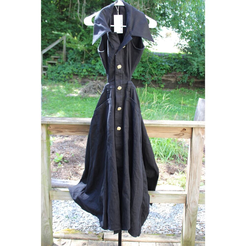 Urban Revivo Black Cut-Out Sleeveless Denim Maxi Dress π€β¨ | Size 4 - Picture 2 of 13